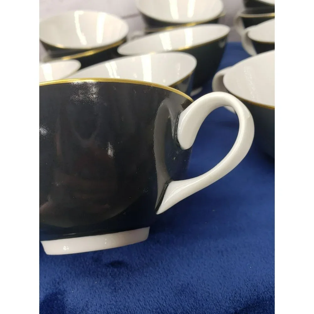 Syracuse Nocturne Cup 704895 Blue White‎ Gold Trim Lot Bundle of 12 Cups